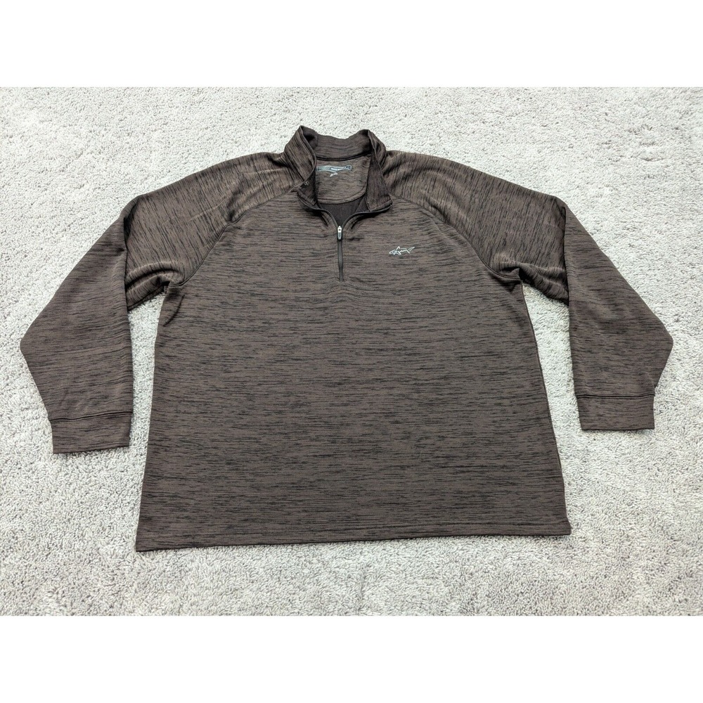 Greg Norman Pullover Mens‎ XXL Sweatshirt Brown Long Sleeve 1/4 Zip Logo Golf